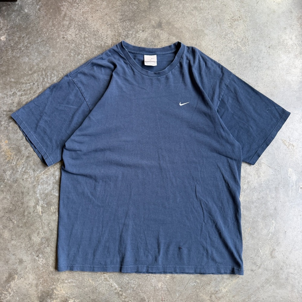 VINTAGE Nike Shirt Mens XL Faded Blue Swoosh Short Sleeve Streetwear 90s Y2K